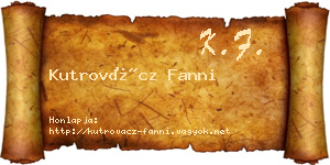 Kutrovácz Fanni névjegykártya